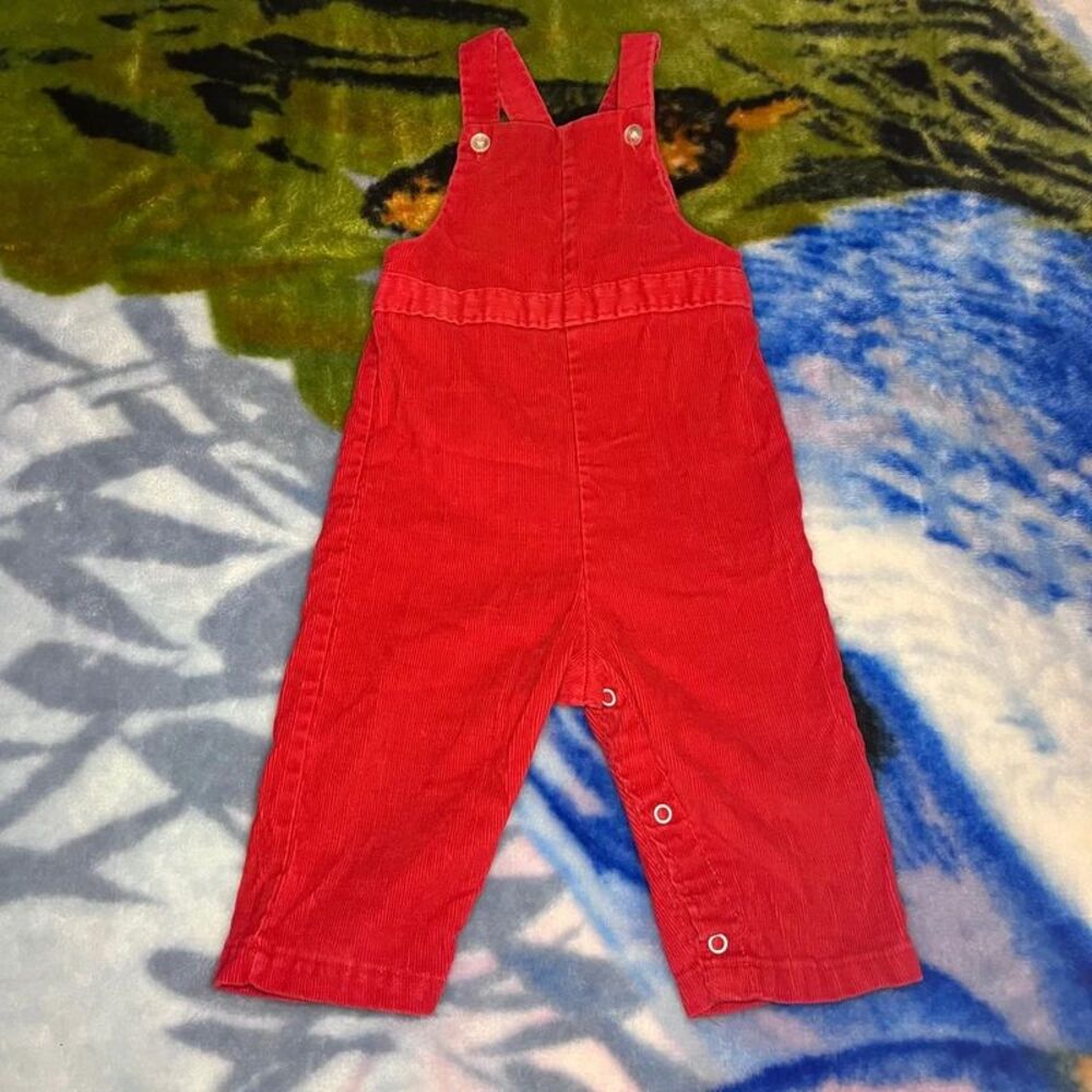 Vintage Health-Tex Red Corduroy Overalls Bib Kids Size 18 Months